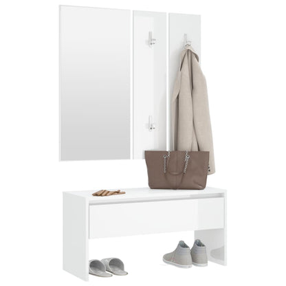 Set di Mobili da Corridoio Bianco Lucido in Legno Multistrato | homemem39