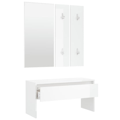 Set di Mobili da Corridoio Bianco Lucido in Legno Multistrato - homemem39
