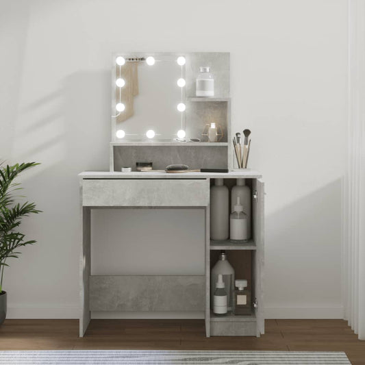 Toeletta con LED Grigio Cemento 86,5x35x136 cm - homemem39