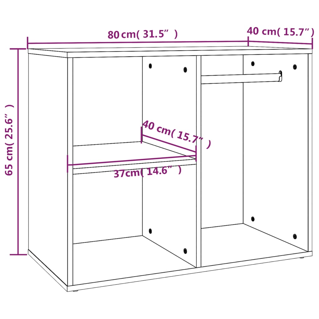 Armadietto per Cosmetici Nero 80x40x65 cm in Legno Multistrato - homemem39