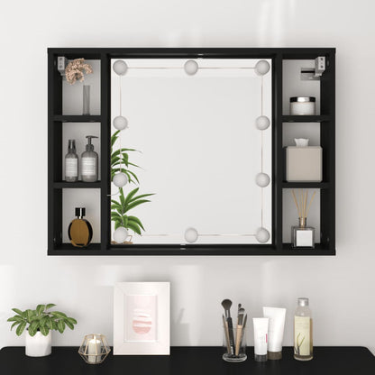 Mobile a Specchio con LED Nero 76x15x55 cm - homemem39