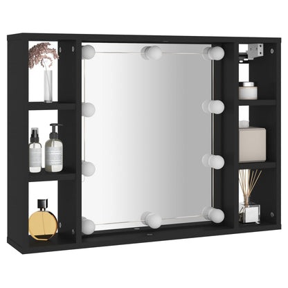 Mobile a Specchio con LED Nero 76x15x55 cm - homemem39