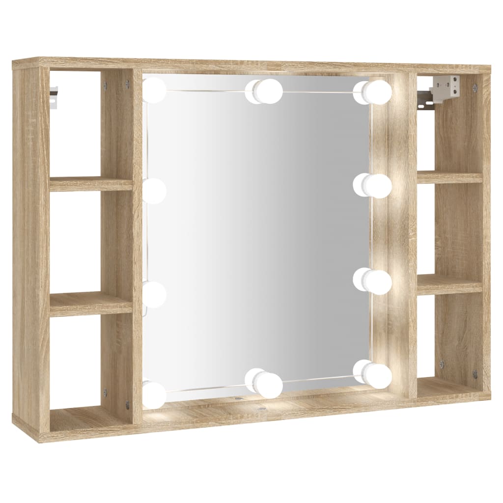 Mobile a Specchio con LED Rovere Sonoma 76x15x55 cm - homemem39