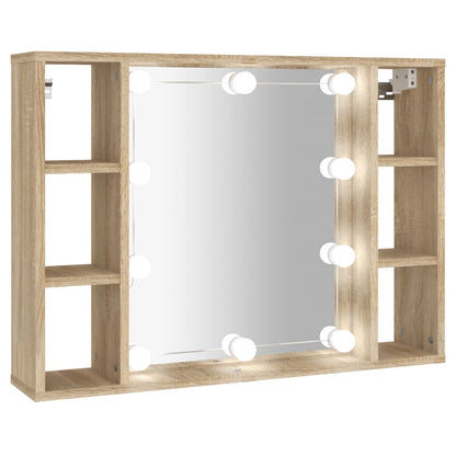 Mobile a Specchio con LED Rovere Sonoma 76x15x55 cm - homemem39