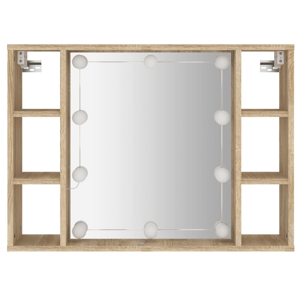 Mobile a Specchio con LED Rovere Sonoma 76x15x55 cm - homemem39