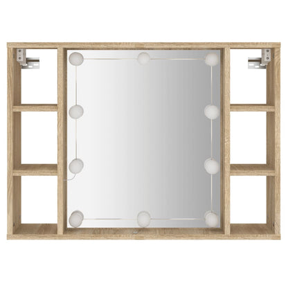 Mobile a Specchio con LED Rovere Sonoma 76x15x55 cm - homemem39
