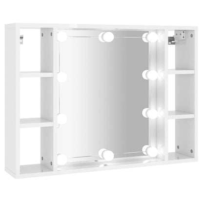 Mobile a Specchio con LED Bianco Lucido 76x15x55 cm - homemem39