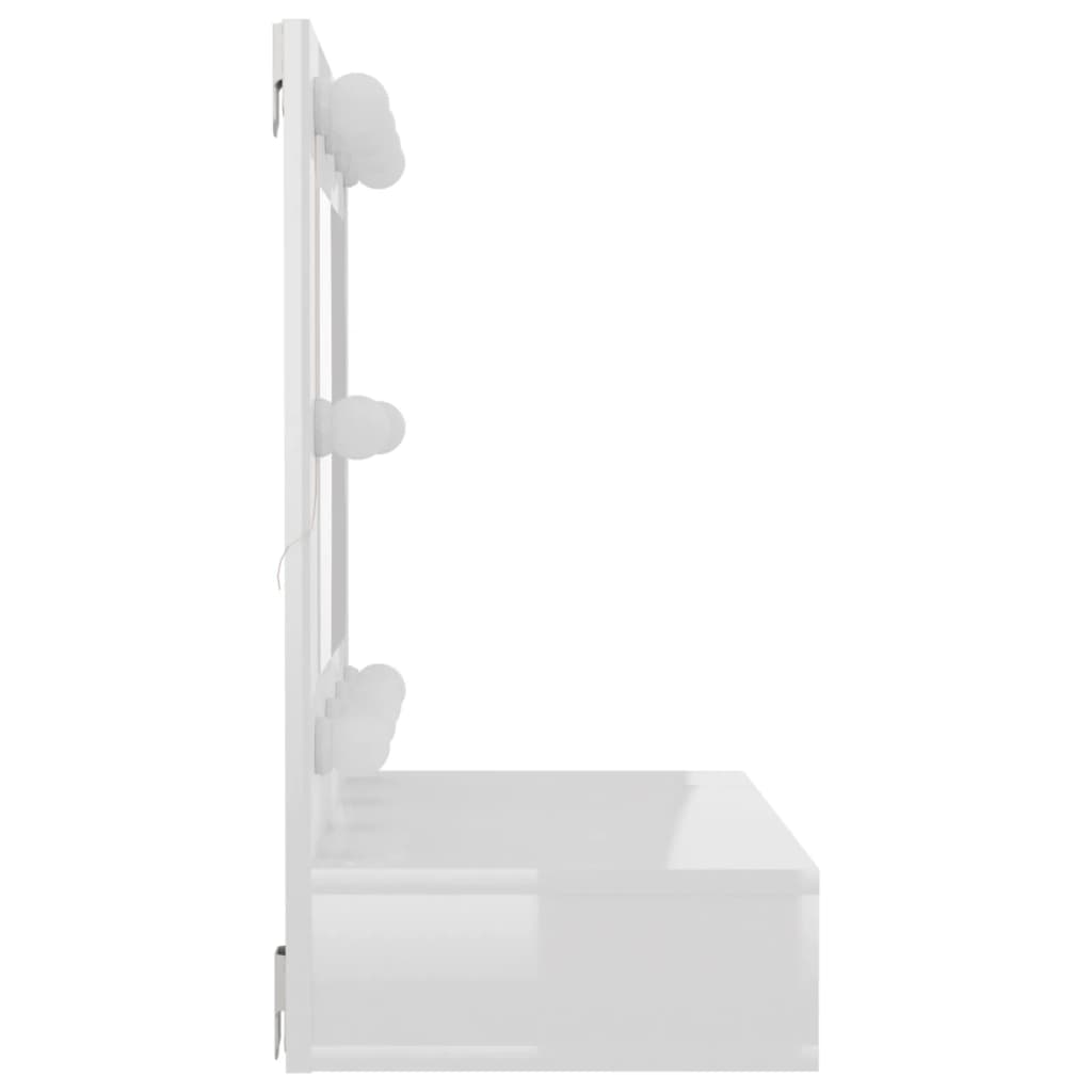 Mobile a Specchio con LED Bianco Lucido 60x31,5x62 cm - homemem39