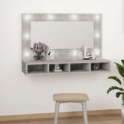 Mobile a Specchio con LED Grigio Cemento 90x31,5x62 cm | homemem39