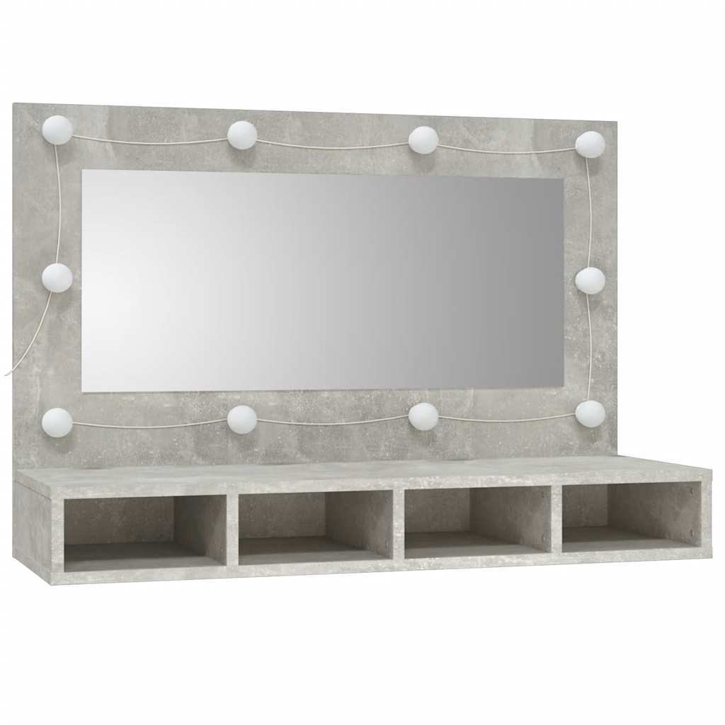 Mobile a Specchio con LED Grigio Cemento 90x31,5x62 cm | homemem39