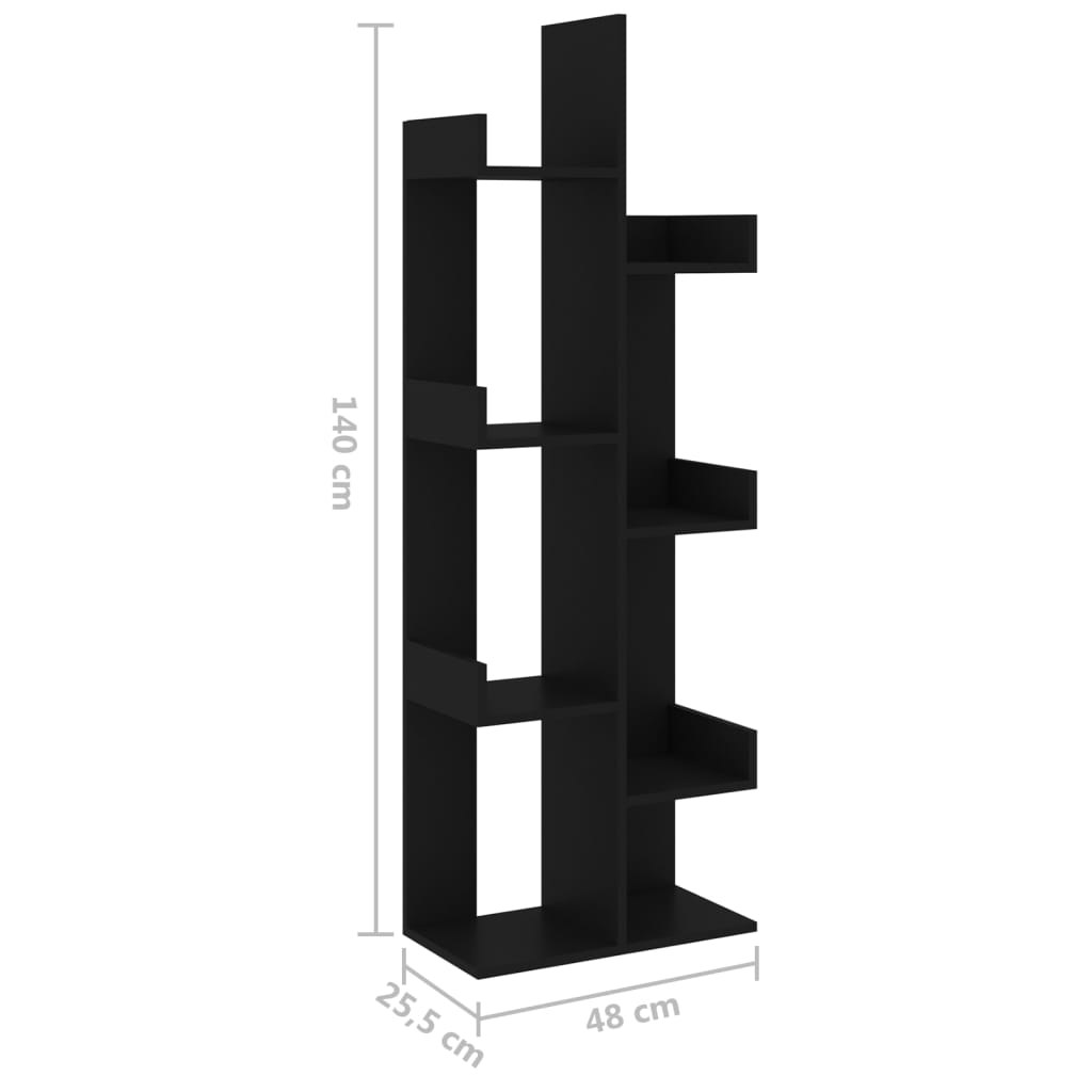 Libreria Nera 48x25,5x140 cm in Legno Multistrato | homemem39