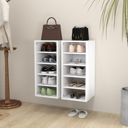 Shoe racks 2 pcs White 31.5x35x70 cm in chipboard
