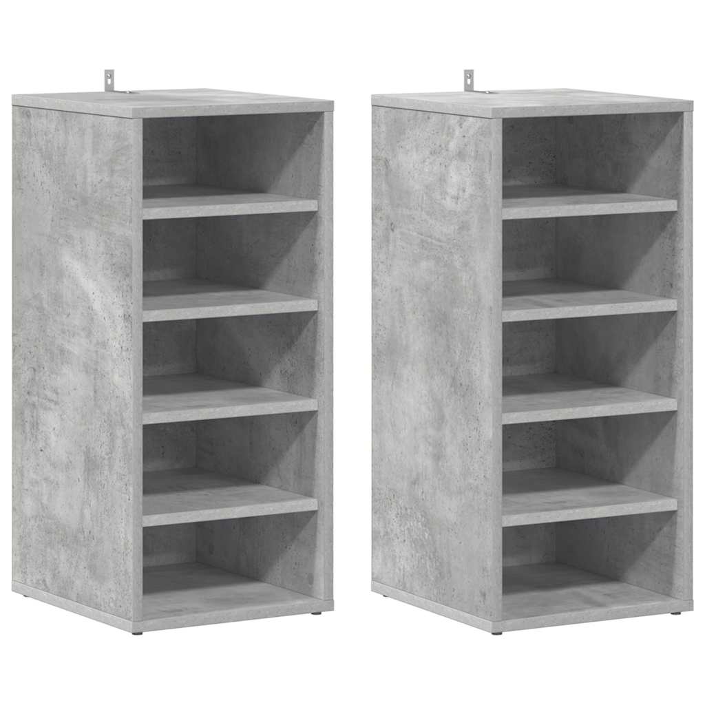 Scarpiere 2 pz Grigio Cemento 31,5x35x70 cm in Truciolato