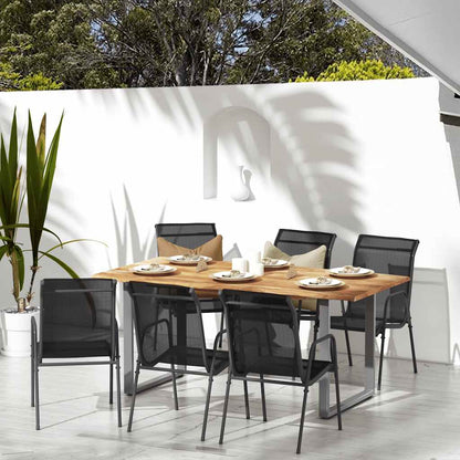 Sedie da Giardino 6 pz in Acciaio e Textilene Nere | homemem39