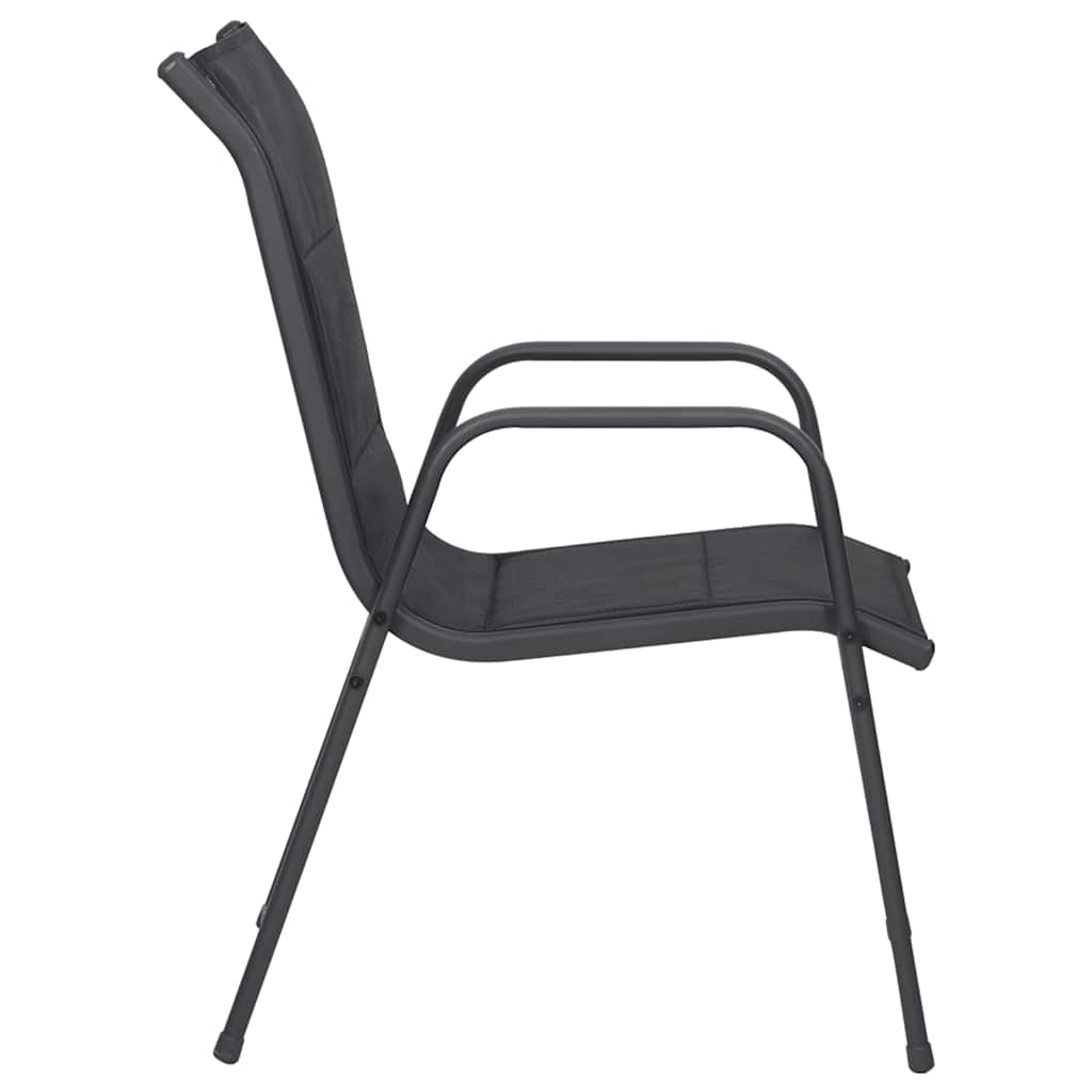 Sedie da Giardino 4 pz in Acciaio e Textilene Nere - homemem39
