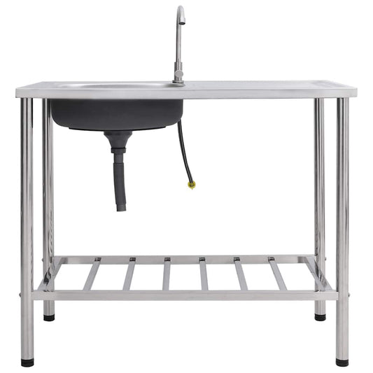 Lavello da Campeggio Vasca Singola con Rubinetto Acciaio Inox | homemem39