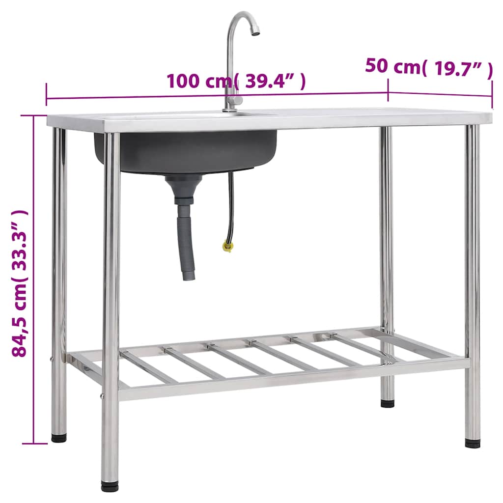 Lavello da Campeggio Vasca Singola con Rubinetto Acciaio Inox | homemem39