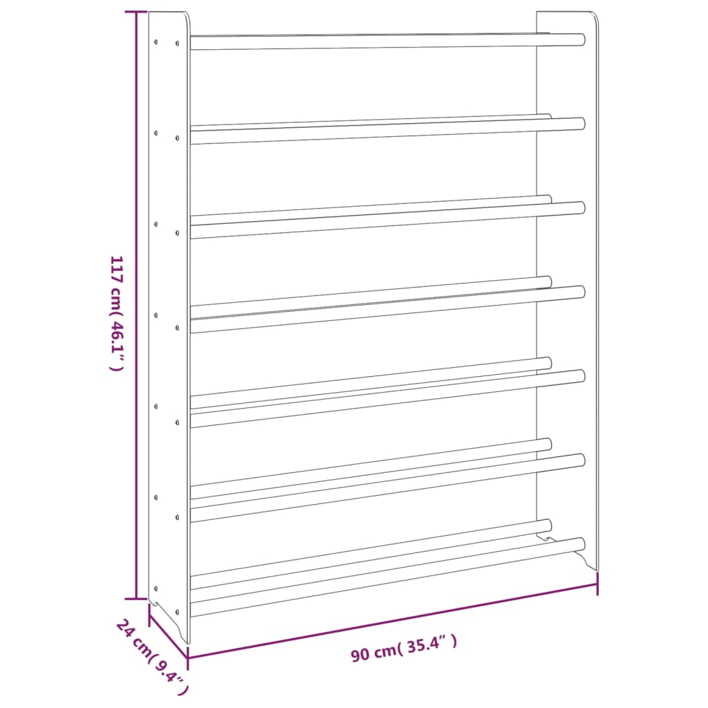 Scarpiera Grigia 90x24x117 cm in Legno Multistrato - homemem39