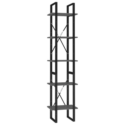 Libreria a 5 Ripiani Grigia 40x30x175 cm in Legno Multistrato | homemem39