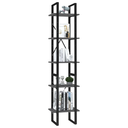 Libreria a 5 Ripiani Grigia 40x30x175 cm in Legno Multistrato | homemem39