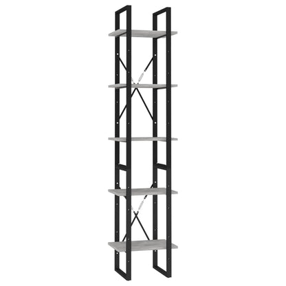 Libreria a 5 Ripiani Grigio Cemento 40x30x175 cm in Multistrato | homemem39