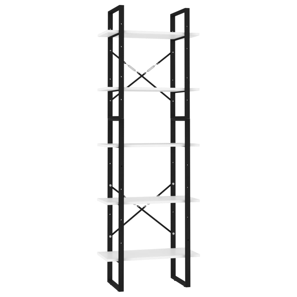 Libreria a 5 Ripiani Bianca 60x30x175 cm in Legno Multistrato | homemem39