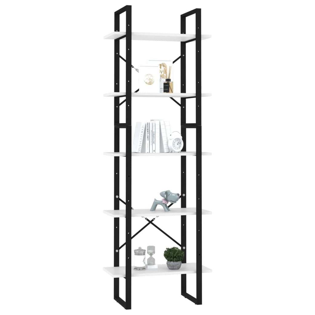 Libreria a 5 Ripiani Bianca 60x30x175 cm in Legno Multistrato | homemem39