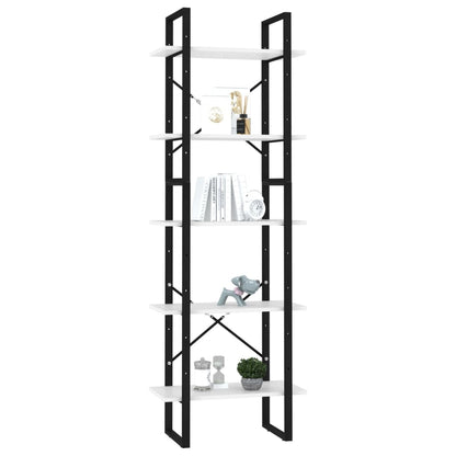Libreria a 5 Ripiani Bianca 60x30x175 cm in Legno Multistrato | homemem39