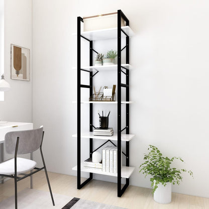 Libreria a 5 Ripiani Bianca 60x30x175 cm in Legno Multistrato | homemem39