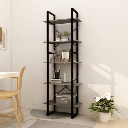 Libreria a 5 Ripiani Grigia 60x30x175 cm in Legno di Pino | homemem39