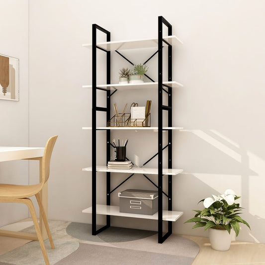 Libreria a 5 Ripiani Bianca 80x30x175 cm in Legno Multistrato | homemem39