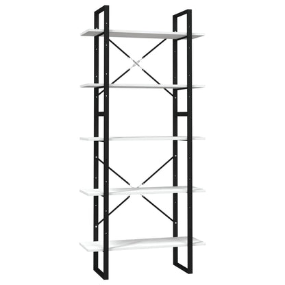 Libreria a 5 Ripiani Bianca 80x30x175 cm in Legno di Pino