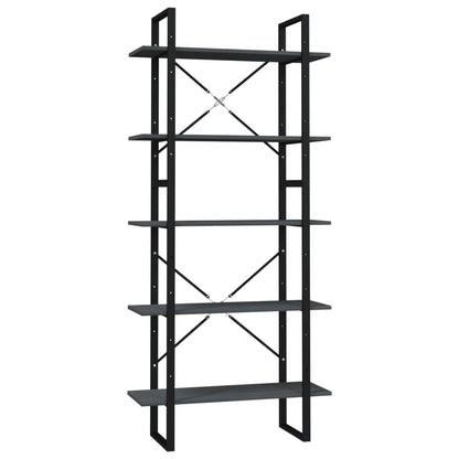 Libreria a 5 Ripiani Grigia 80x30x175 cm in Legno di Pino