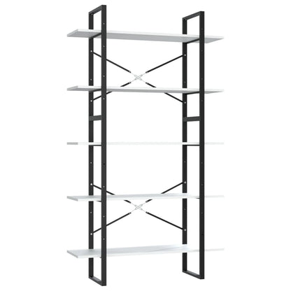 Libreria a 5 Ripiani Bianca 100x30x175 cm in Legno Multistrato | homemem39