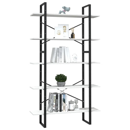 Libreria a 5 Ripiani Bianca 100x30x175 cm in Legno di Pino | homemem39