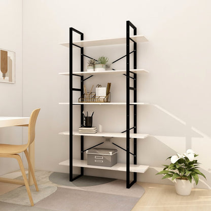 Libreria a 5 Ripiani Bianca 100x30x175 cm in Legno di Pino | homemem39