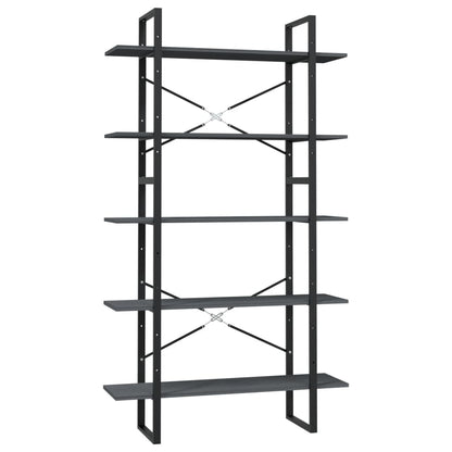 Libreria a 5 Ripiani Grigia 100x30x175 cm in Legno di Pino | homemem39