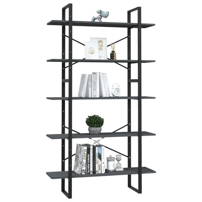 Libreria a 5 Ripiani Grigia 100x30x175 cm in Legno di Pino | homemem39