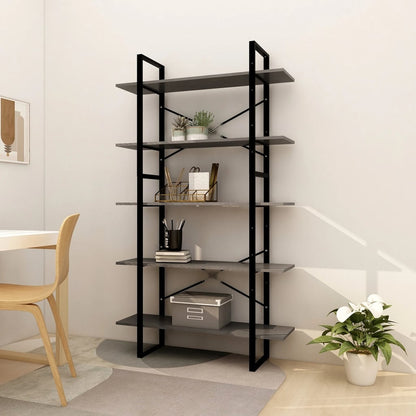 Libreria a 5 Ripiani Grigia 100x30x175 cm in Legno di Pino | homemem39