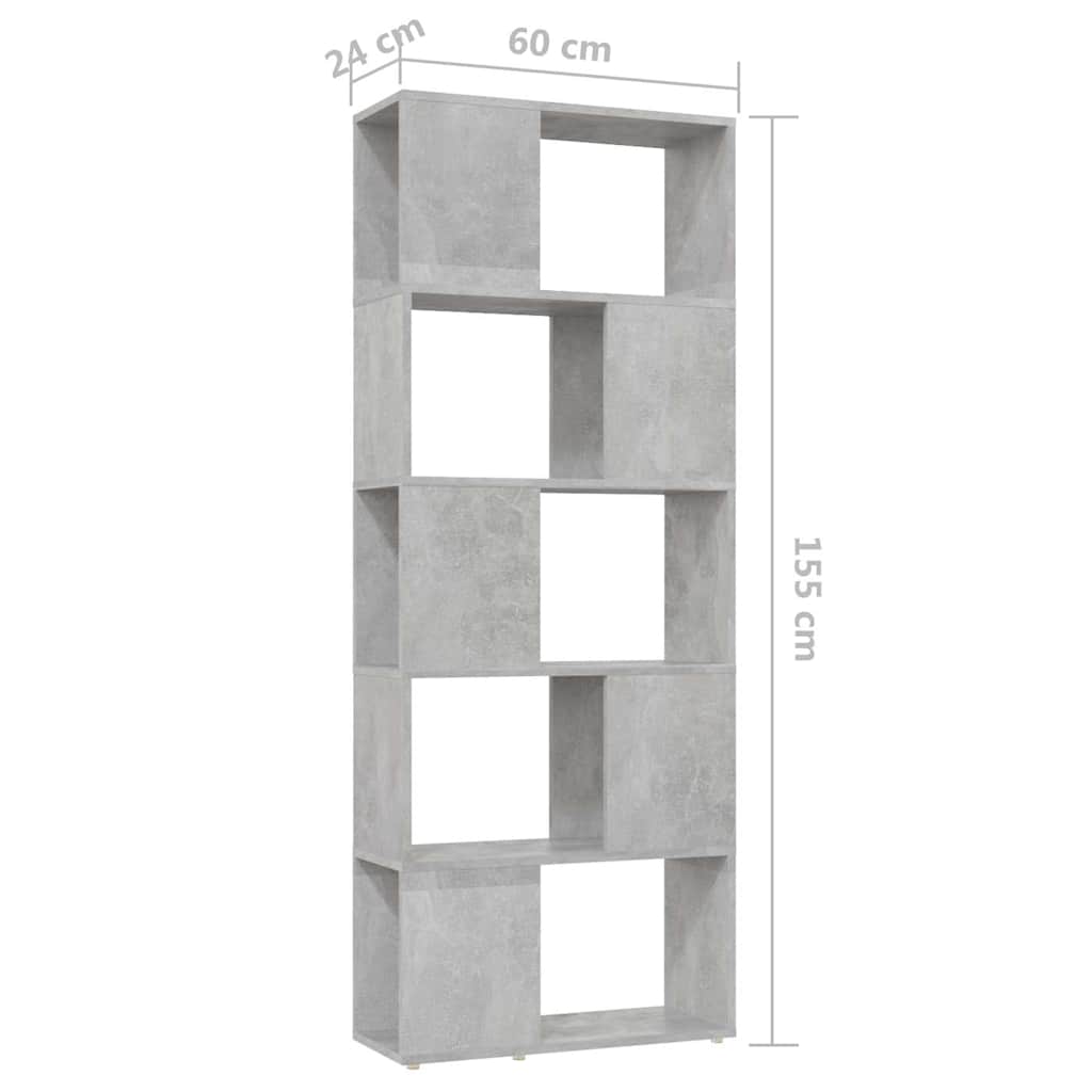 Libreria/Divisorio Grigio Cemento 60x24x155 cm