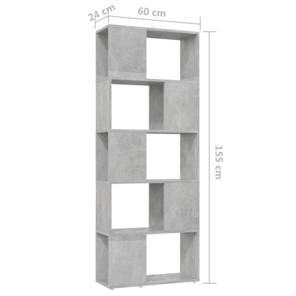 Libreria/Divisorio Grigio Cemento 60x24x155 cm
