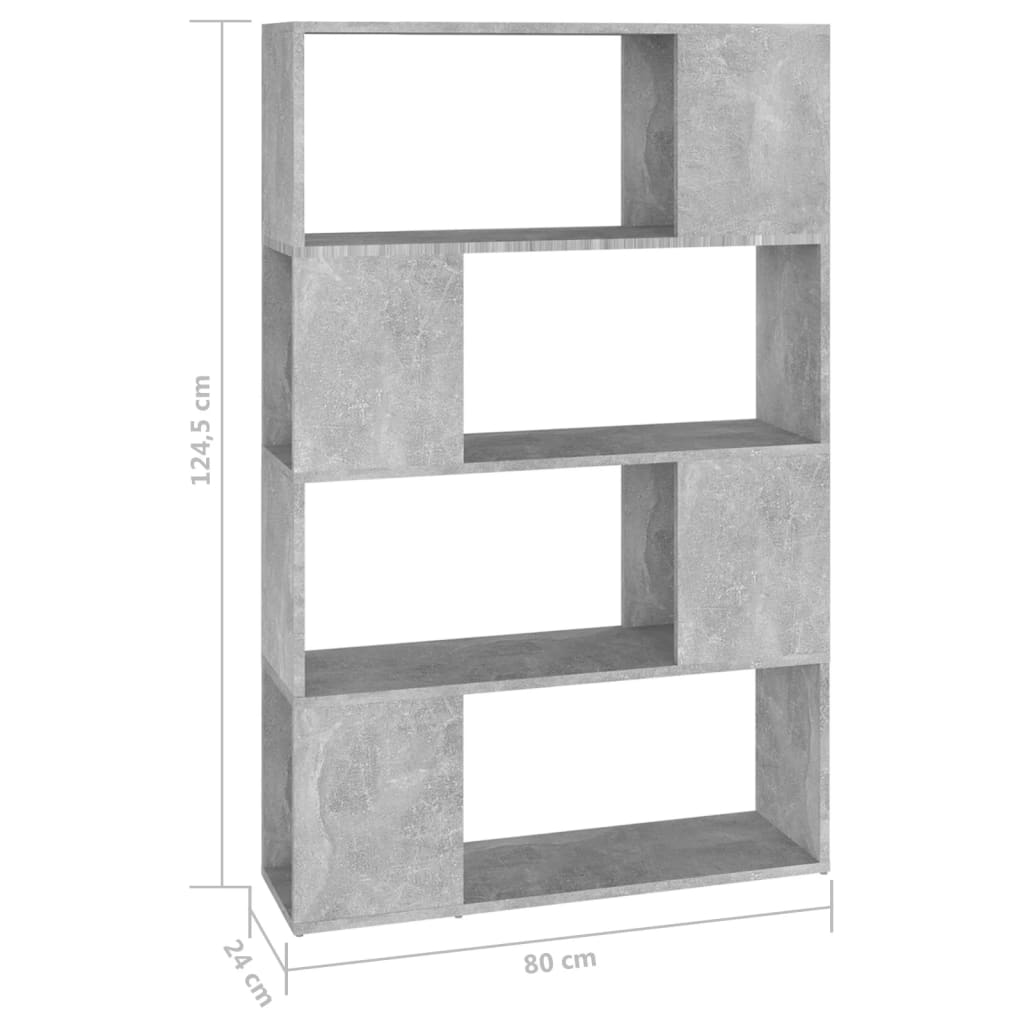 Libreria/Divisorio Grigio Cemento 80x24x124,5 cm in Truciolato | homemem39