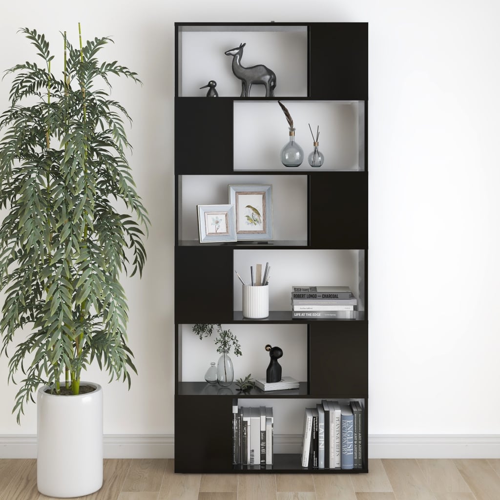 Libreria/Divisorio Nero 80x24x186 cm in Truciolato | homemem39