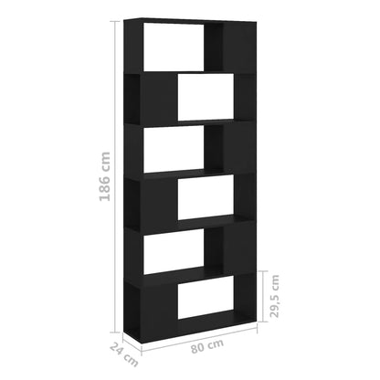 Libreria/Divisorio Nero 80x24x186 cm in Truciolato | homemem39