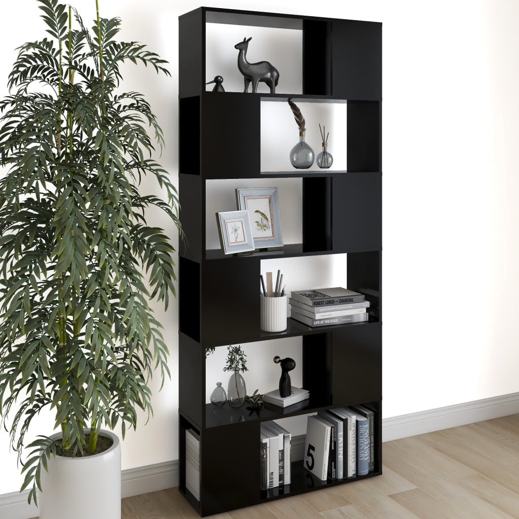 Libreria/Divisorio Nero 80x24x186 cm in Truciolato | homemem39