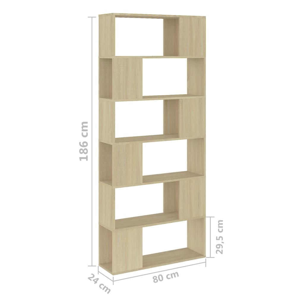 Libreria/Divisorio Rovere Sonoma 80x24x186 cm in Truciolato | homemem39