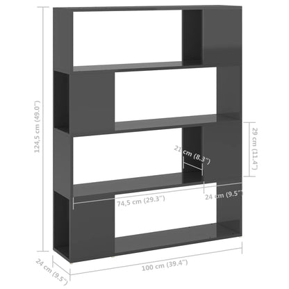 Libreria/Divisorio Grigio Lucido 100x24x124 cm | homemem39