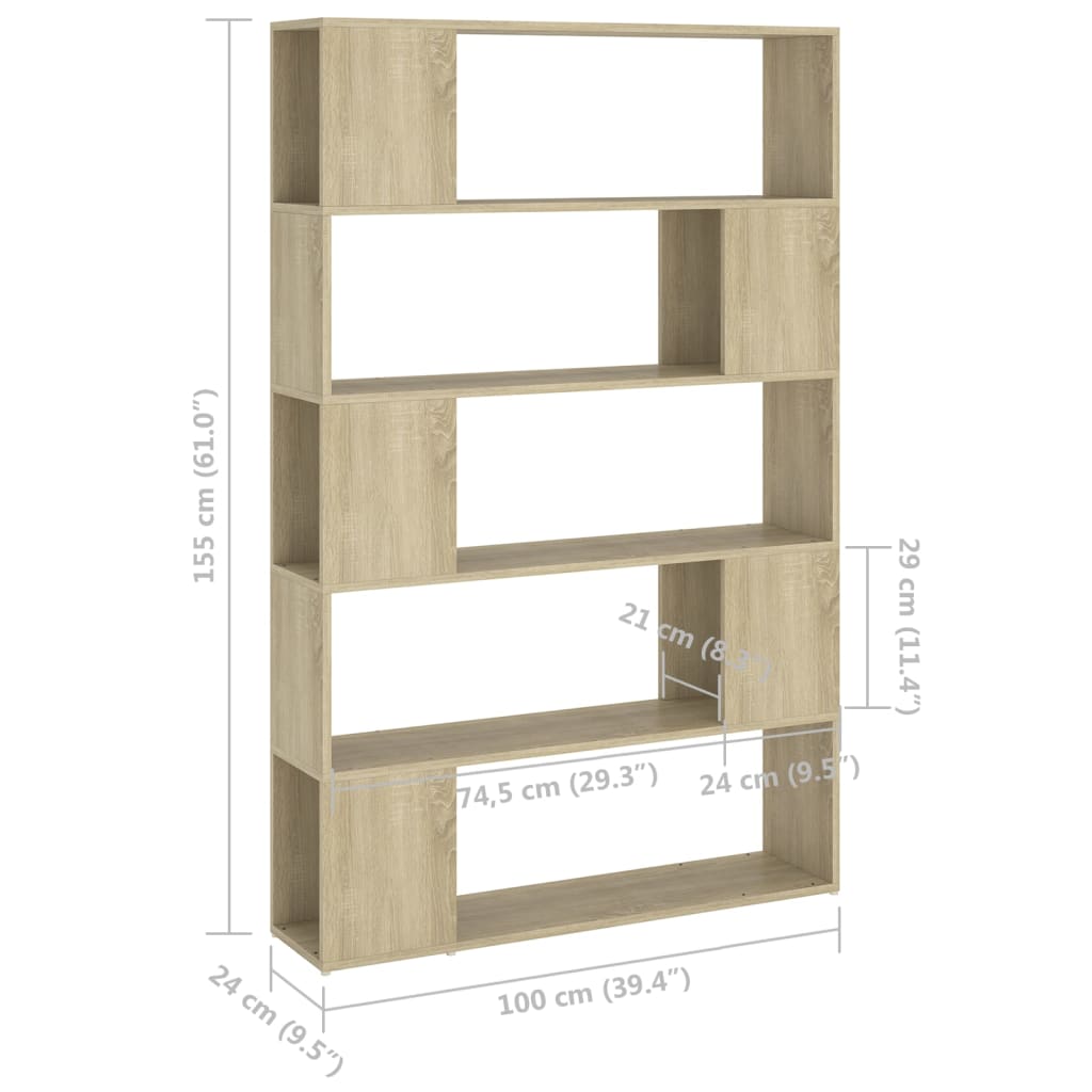 Libreria/Divisorio Rovere Sonoma 100x24x155 cm in Truciolato | homemem39