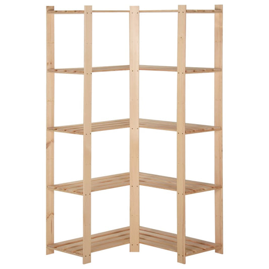 Scaffale ad Angolo 5 Livelli 82,5x82,5x170 cm Massello di Pino