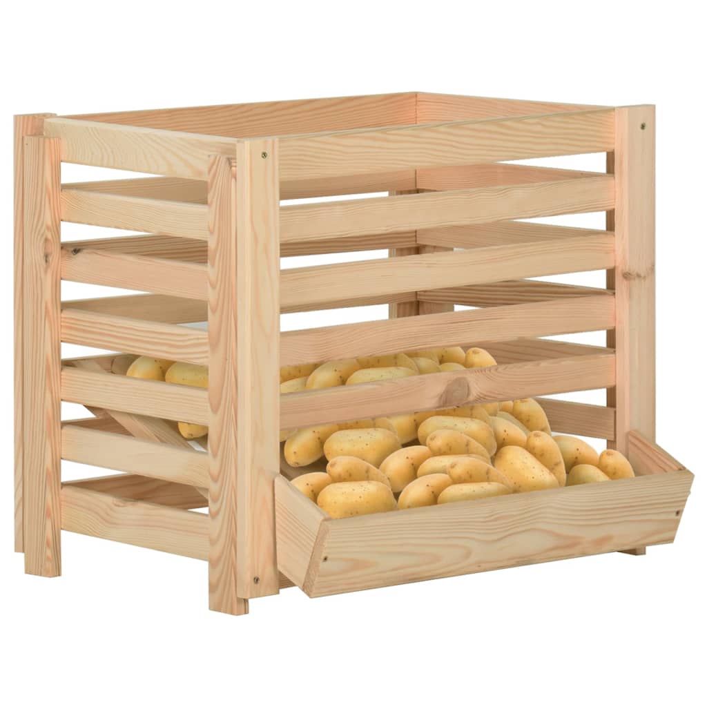 Cassetta Porta Patate  60x40x50 cm in Legno Massello di Pino - homemem39